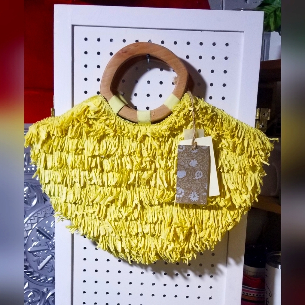 NWT yellow fringe purse
